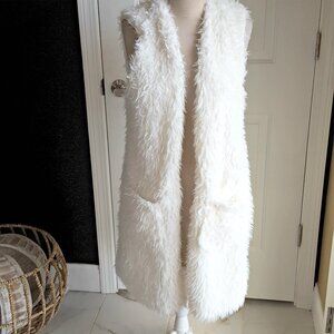 NWT! LONG WHITE Teddy BEAR FUR VEST SZ XL